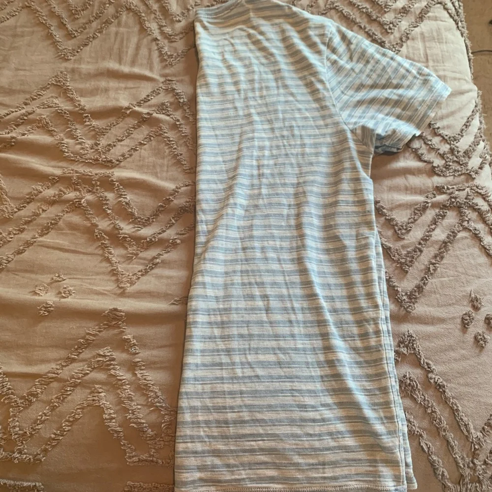 J. Crew Striped Blue Cotton Pocket Crew Neck Tee Shirt Sz.M
